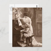 ヴィンテージ教えの子ピアノ音楽はがき ポストカード (正面/裏面)