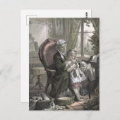 ヴィンテージ教え・おばあちゃんの孫娘へのキッティング ポストカード (正面/裏面)