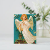 ヴィンテージ教会と天使のクリスマスポストカード シーズンポストカード (スタンド正面)