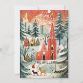 ヴィンテージ教会の写真メッセージクリスマス シーズンカード (正面)