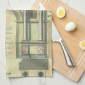 ヴィンテージ教会の扉の入りルネッサンス建築 キッチンタオル (四つ折り)