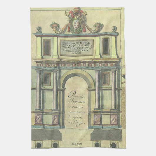 ヴィンテージ教会の扉の入りルネッサンス建築 キッチンタオル (縦)