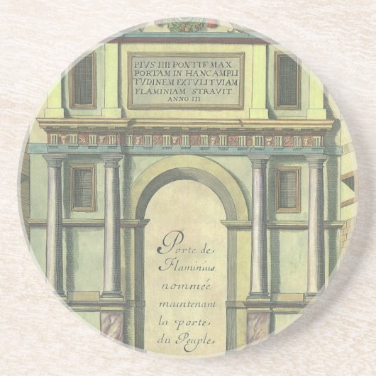 ヴィンテージ教会の扉の入りルネッサンス建築 コースター (正面)