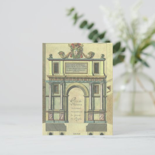 ヴィンテージ教会の扉の入りルネッサンス建築 ポストカード (スタンド正面)