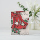 ヴィンテージ教会の鐘のクリスマスの挨拶 ポストカード (スタンド正面)