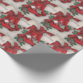 ヴィンテージ教会の鐘のクリスマスの挨拶 ラッピングペーパー (角)