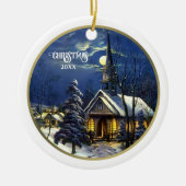 ヴィンテージ教会カスタムクリスマス セラミックオーナメント (正面)