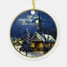 ヴィンテージ教会カスタムクリスマス セラミックオーナメント