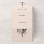 ヴィンテージ教会ミニマル結婚リスト オールインワン招待状 (外側)