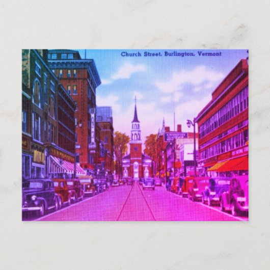 ヴィンテージ教会通り、バーリントン、VT ポストカード (正面)