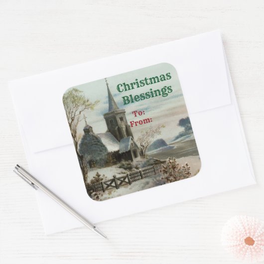 ヴィンテージ教会 スクエアシール (封筒)