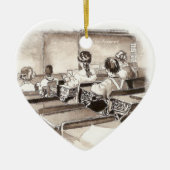 ヴィンテージ教室アート先生学生 セラミックオーナメント (正面)