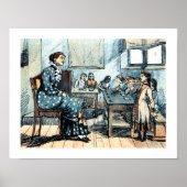 ヴィンテージ教室シーンイラストレーションギフトプリント ポスター (正面)