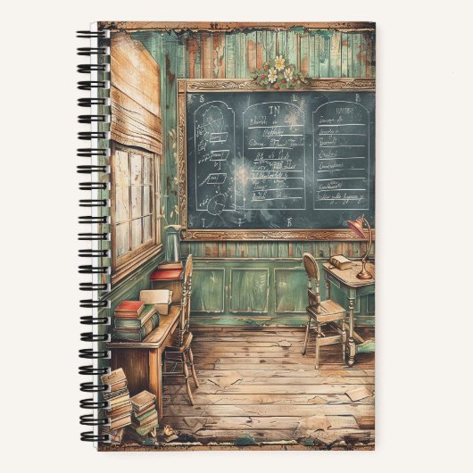 ヴィンテージ教室5.5インチx 8.5インチスパイラルノートブック ノートブック (正面)