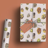 ヴィンテージ数々のカラーイラストレーションロッククリスタル宝石 ラッピングペーパーシート