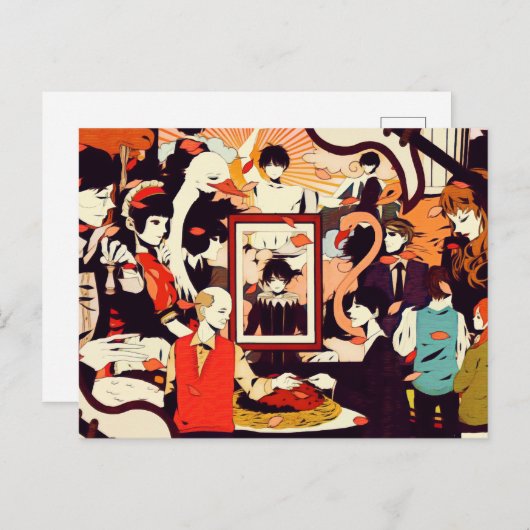 ヴィンテージ数々の人間キャラクターユーモアパーティー シーズンポストカード (正面/裏面)