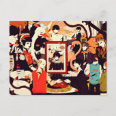 ヴィンテージ数々の人間キャラクターユーモアパーティー 案内ポストカード (正面)