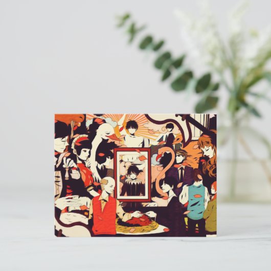 ヴィンテージ数々の人間キャラクターユーモアパーティー 案内ポストカード (スタンド正面)