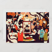 ヴィンテージ数々の人間キャラクターユーモアパーティー 案内状 (正面/裏面)