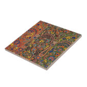 ヴィンテージ数々の着色花柄 タイル (側面)