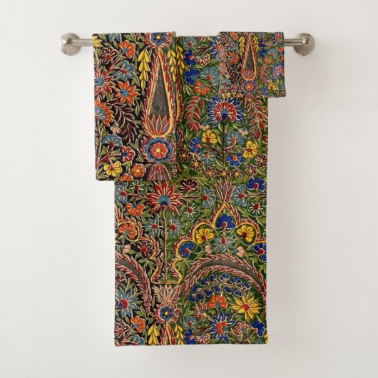 ヴィンテージ数々の着色花柄 バスタオルセット (インサイチュ)