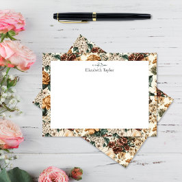 ヴィンテージ数々の色の花と白い赤いバラ ノートカード