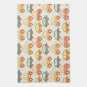 ヴィンテージ数々の色の車型 キッチンタオル (縦)