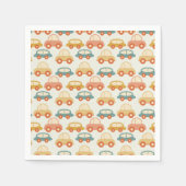 ヴィンテージ数々の色の車型 スタンダードカクテルナプキン (正面)