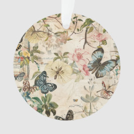 ヴィンテージ数々の蝶と花 オーナメント