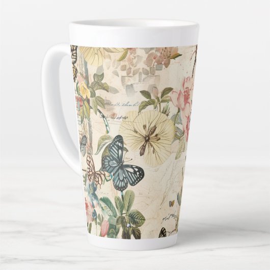 ヴィンテージ数々の蝶と花 カフェラテマグ (左アングル)