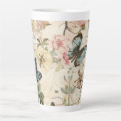 ヴィンテージ数々の蝶と花 カフェラテマグ (正面)