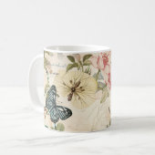 ヴィンテージ数々の蝶と花 コーヒーマグカップ (正面左)