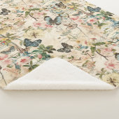 ヴィンテージ数々の蝶と花 シェルパブランケット (3/4)