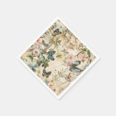 ヴィンテージ数々の蝶と花 スタンダードカクテルナプキン (角)