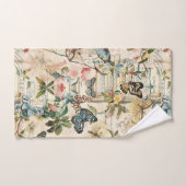 ヴィンテージ数々の蝶と花 バスタオルセット (ハンドタオル)