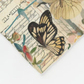 ヴィンテージ数々の蝶と花 フリースブランケット (角)