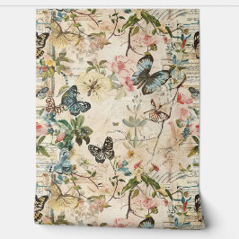 ヴィンテージ数々の蝶と花 壁紙