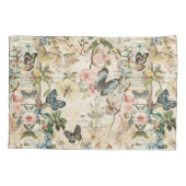 ヴィンテージ数々の蝶と花 枕カバー (裏面)