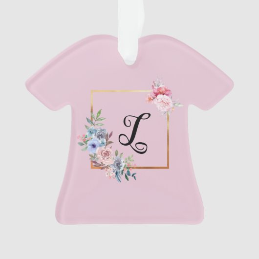 ヴィンテージ数々の黄金色の花モノグラム文字 オーナメント (正面)