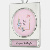 ヴィンテージ数々の黄金色の花モノグラム文字 シルバープレートバナーオーナメント (左)