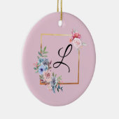 ヴィンテージ数々の黄金色の花モノグラム文字 セラミックオーナメント (右)