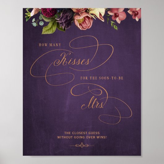 ヴィンテージ数を推測するキスブライダルシャワー ポスター (正面)