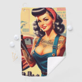 ヴィンテージ整備士のピンアップ ゴルフタオル (インサイチュ)