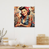 ヴィンテージ整備士のピンアップ ポスター (キッチン)