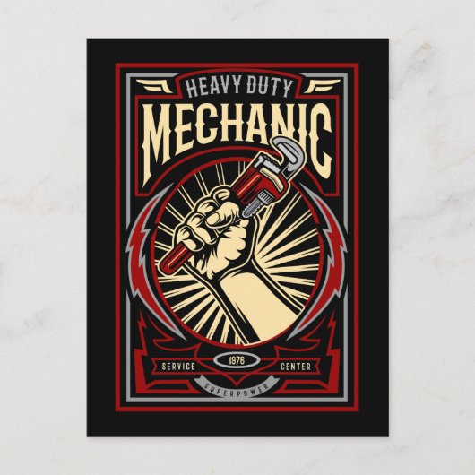 ヴィンテージ整備士ガレージ ポストカード (正面)