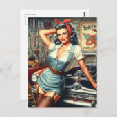 ヴィンテージ整備士ピン留め ポストカード (正面/裏面)