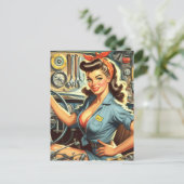 ヴィンテージ整備士ピン留め ポストカード (スタンド正面)