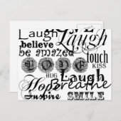 ヴィンテージ文字ライフアドバイスアパレルとギフト ポストカード (正面/裏面)