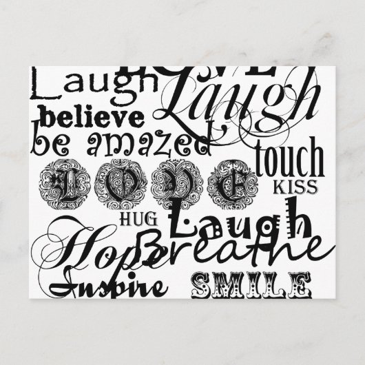 ヴィンテージ文字ライフアドバイスアパレルとギフト ポストカード (正面)