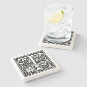 ヴィンテージ文字「T」 ストーンコースター (横)